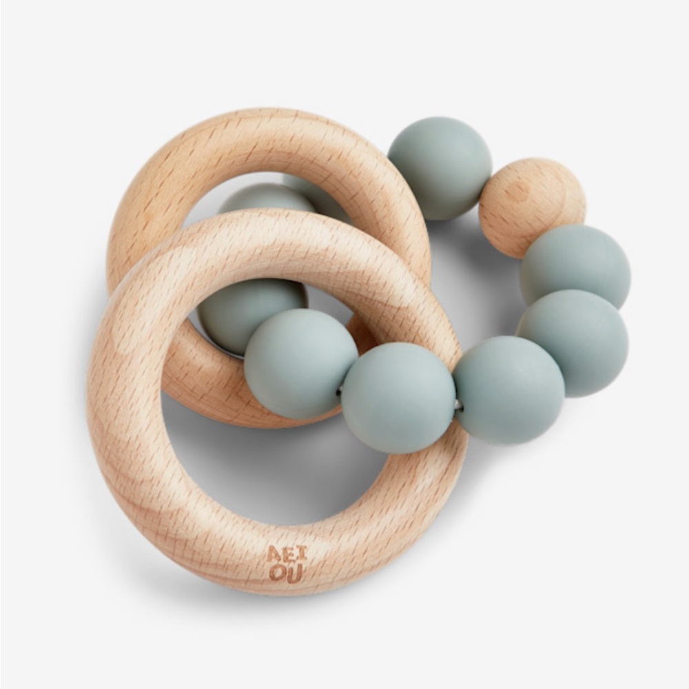 AEIOU Silicone and Wooden Teething Rings